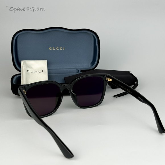Gucci Women Sunglasses Black Brown Polarized Square GG1346SK 002 NEW main image 9
